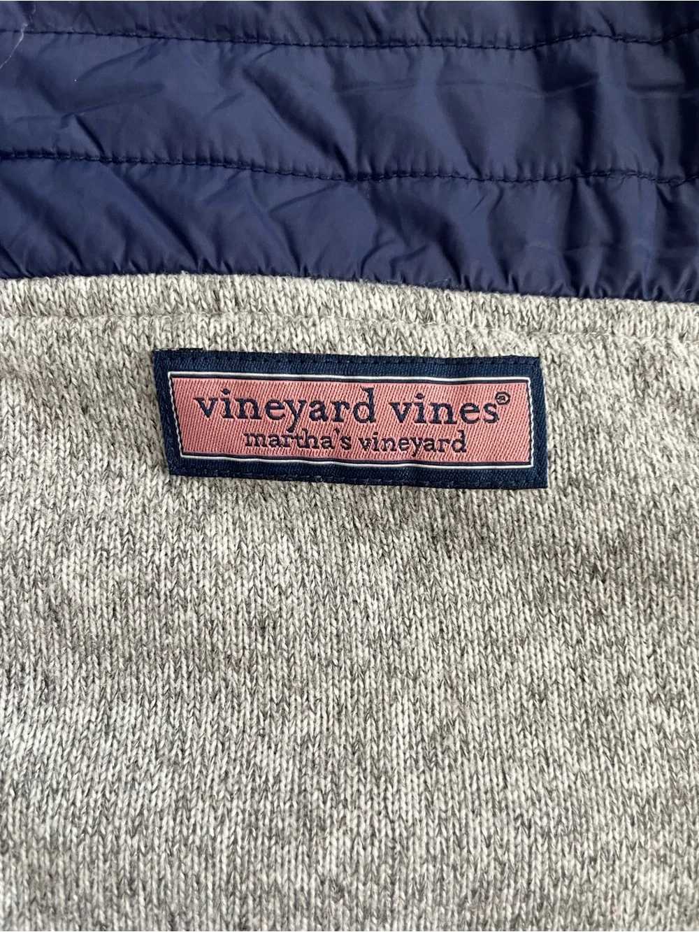 Vineyard Vines Gray & Navy Quilted-Yoke Full-Zip Jacket - Kids